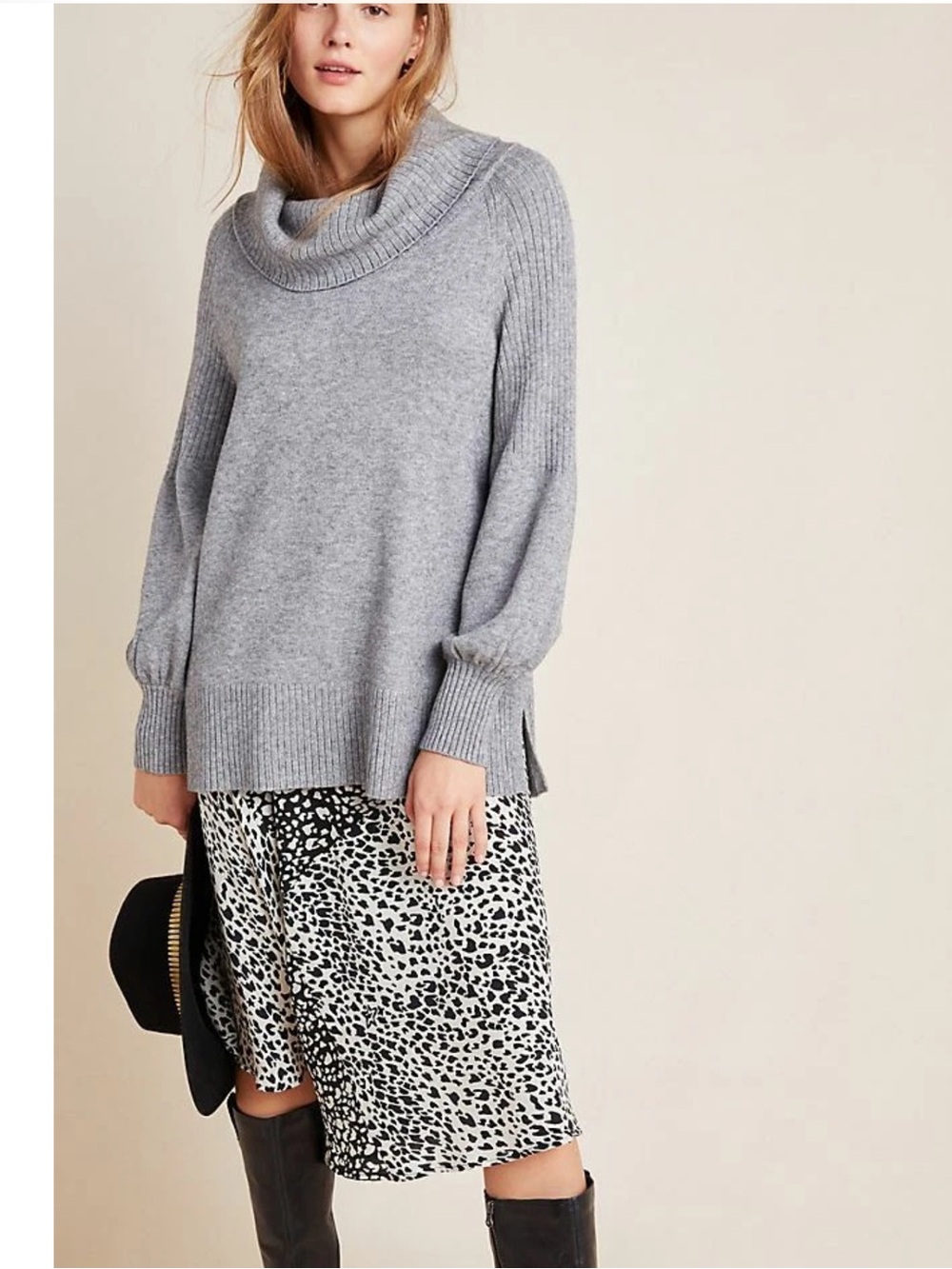 ANTHROPOLOGIE Paloma Knit Turtleneck Sweater Gray Size M